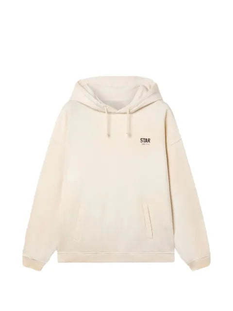 Golden Goose Star hooded sweatshirt in white cotton with logo print