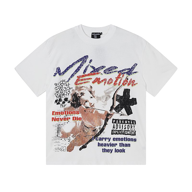 MIXED EMOTION Front & Back Graphic Short-Sleeve T-Shirt