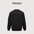 Prada Sleeve Zip Pocket Triangle Logo Crew Neck Sweatshirt Black